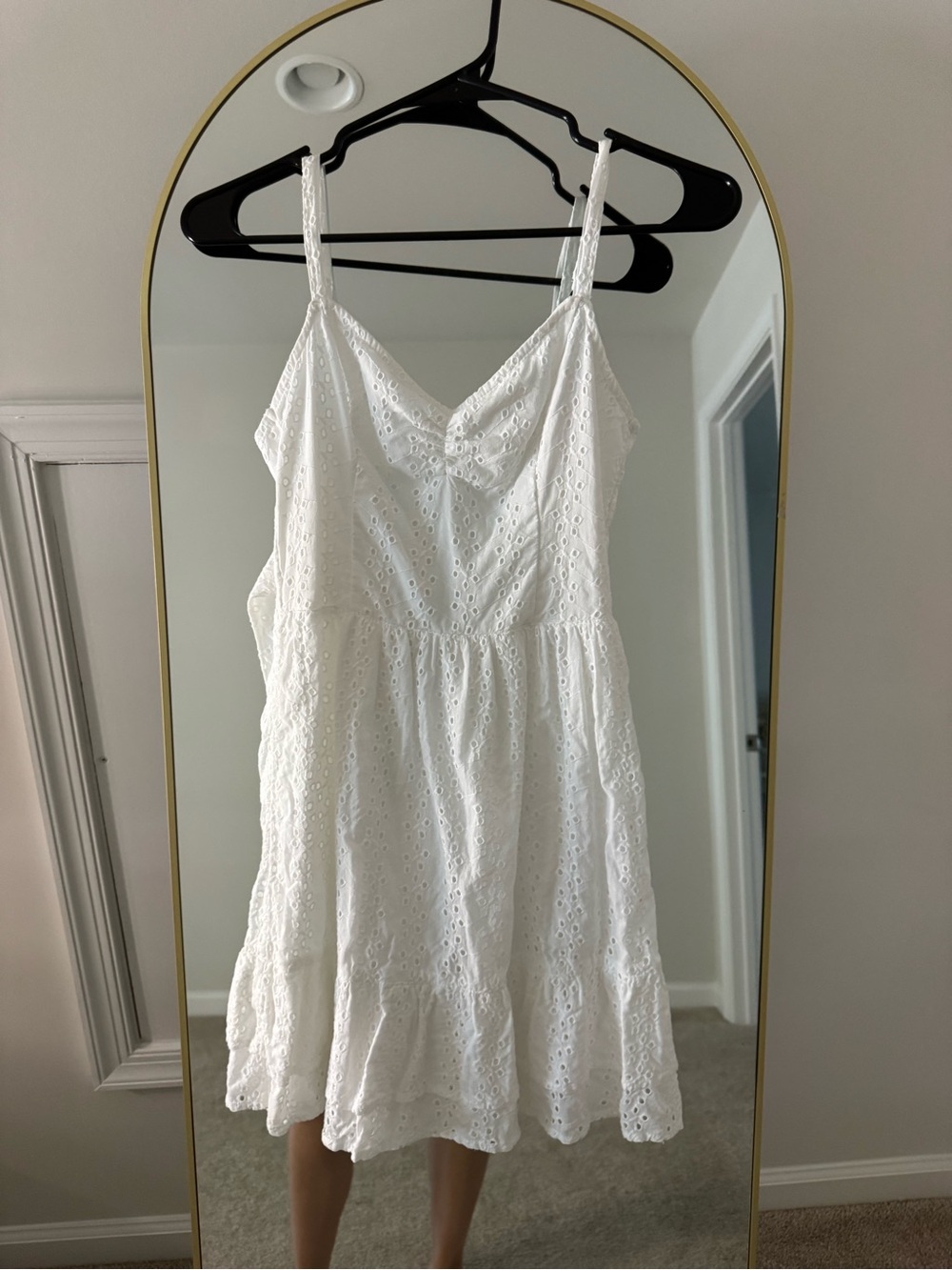Hollister White Eyelet Midi Sundress with Spaghetti Straps